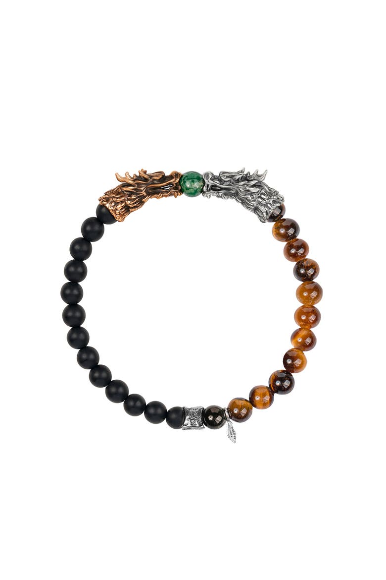 Men's Multistone Dragon Charm Beaded Bracelet Fulfillment of Potential, Main, color, Multicolor