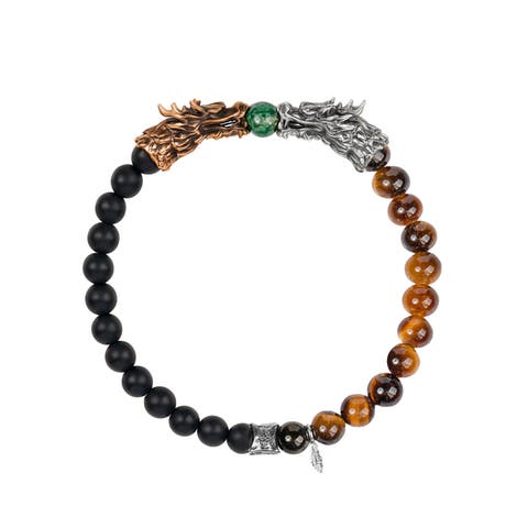 Men's Multistone Dragon Charm Beaded Bracelet Fulfillment of Potential