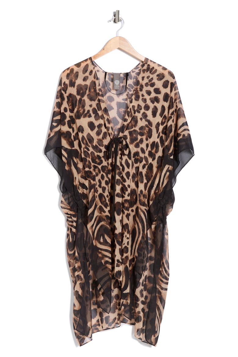 Mixed Animal Print Topper, Alternate, color, BROWN