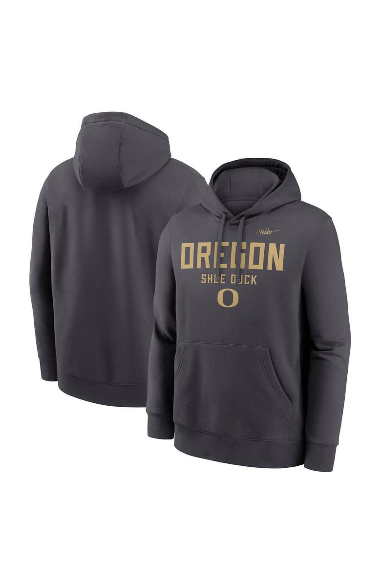Nike Men's Nike Anthracite Oregon Ducks Shoe Duck Club Fleece Hoodie, Main, color, Anthracite