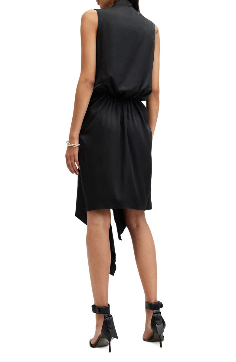AllSaints Abi Lace Trim Gathered Asymmetric Dress, Alternate, color,