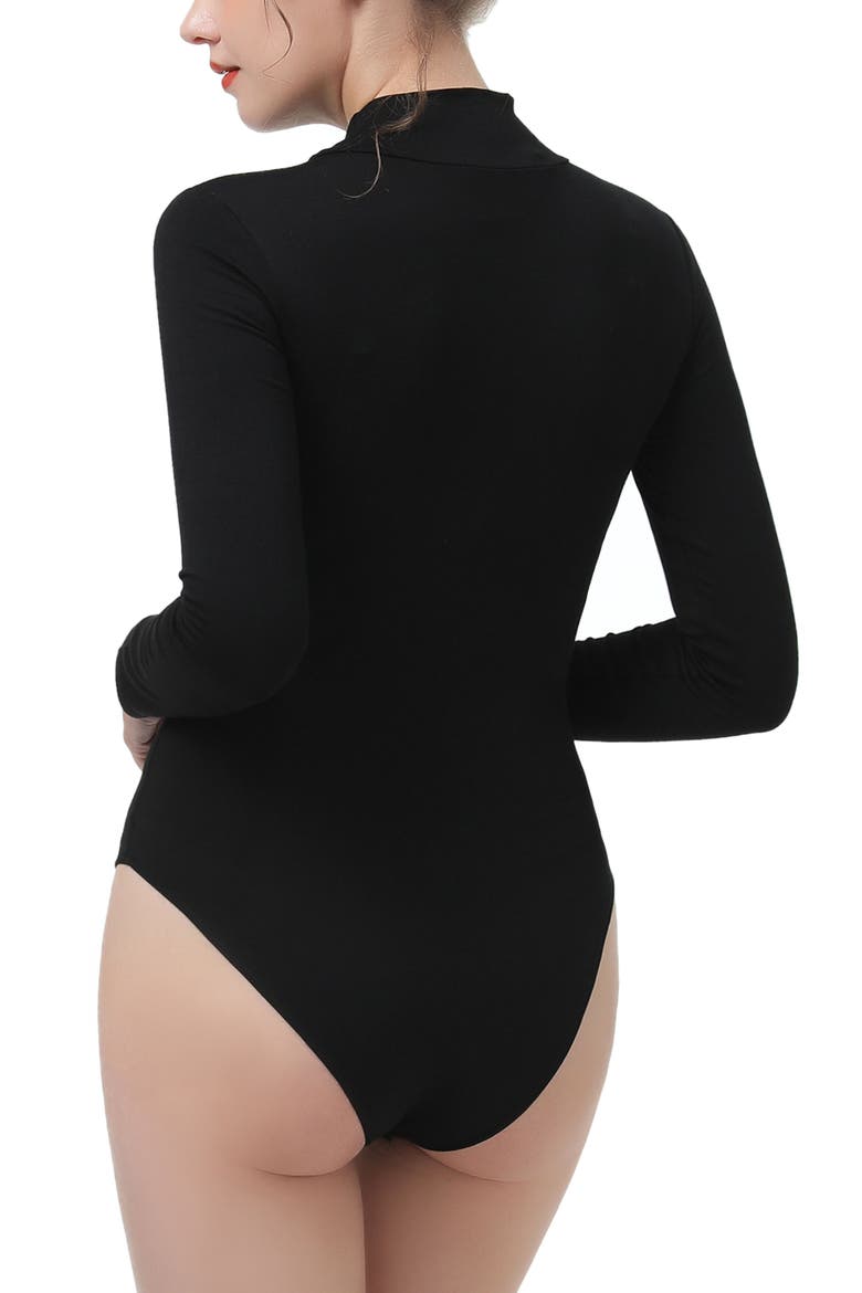 Women's Turtleneck Long Sleeve Bodysuit, Alternate, color, Black