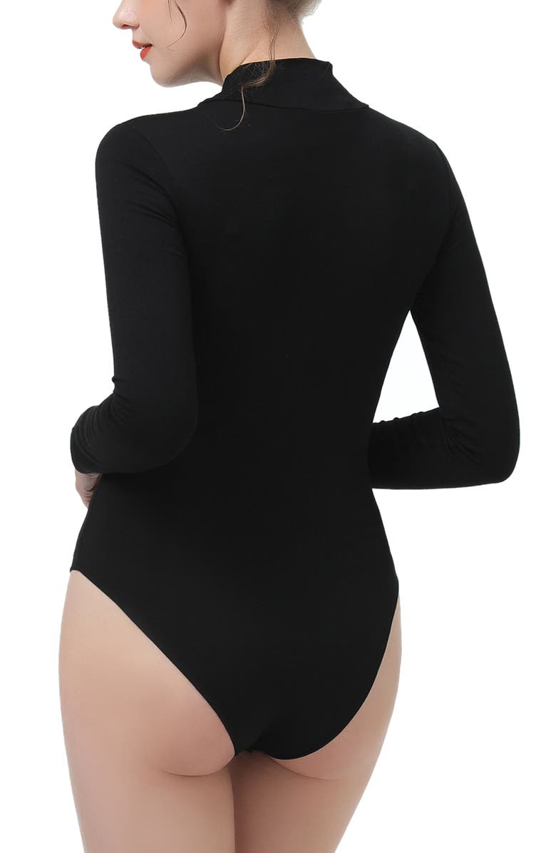 Kimi & Kai Women's Turtleneck Long Sleeve Bodysuit, Alternate, color, Black
