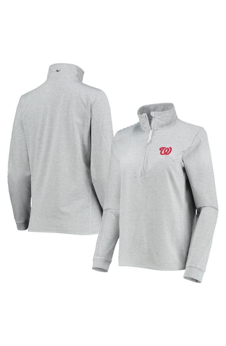 vineyard vines Women's Vineyard Vines Heather Gray Washington Nationals Stripe Sankaty Half-Zip Pullover Top, Main, color, 
