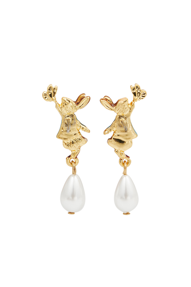 x Peter Rabbit Butterfly Pearl Drop Earrings, Alternate, color, Gold