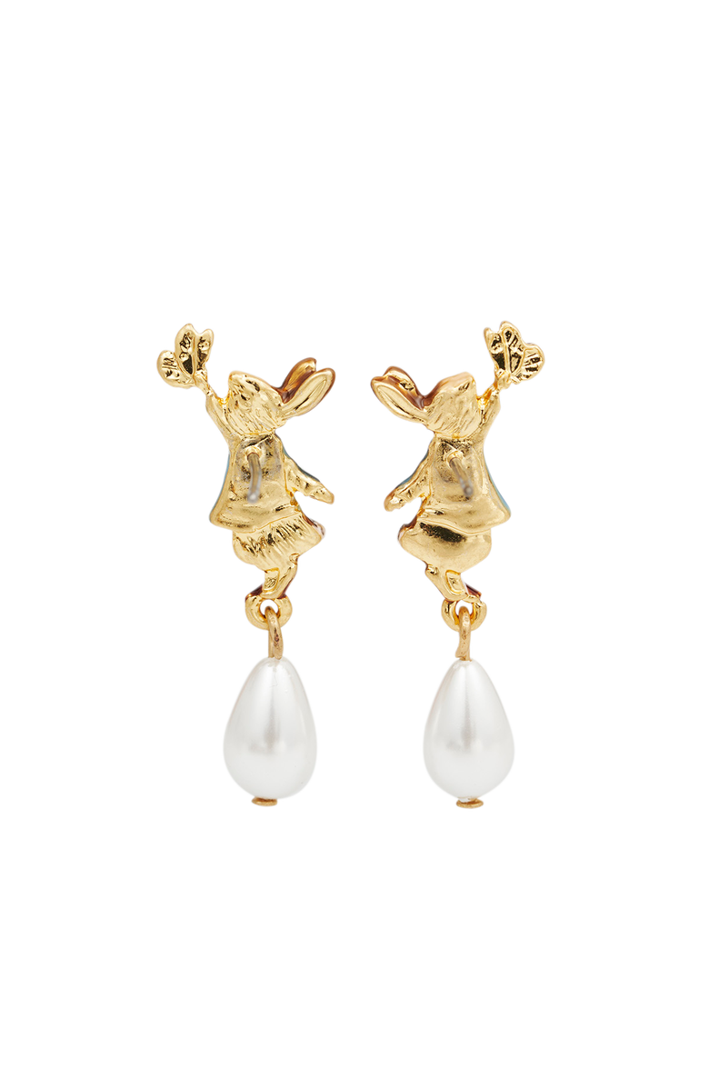 Fable England x Peter Rabbit Butterfly Pearl Drop Earrings, Alternate, color, Gold