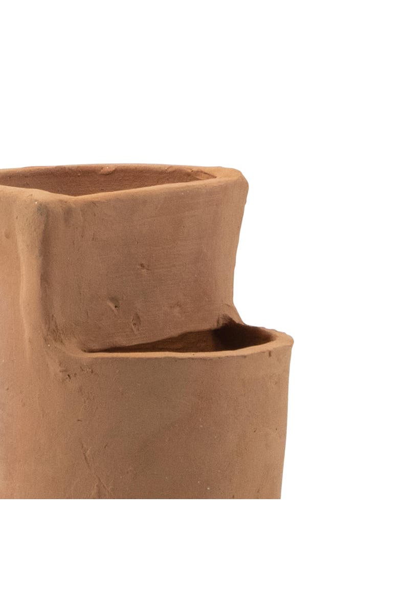 Natural Terracotta Multi Level Decorative Vase, Alternate, color, Brown