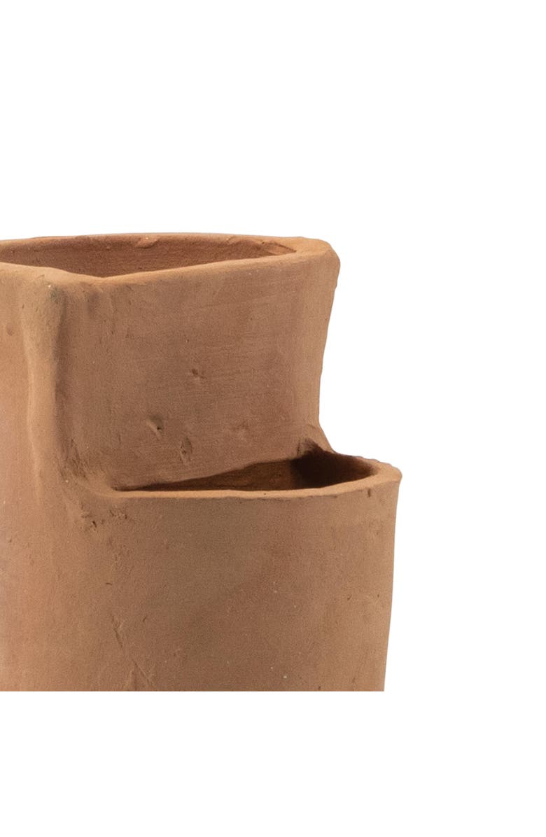 Foreside Home and Garden Natural Terracotta Multi Level Decorative Vase, Alternate, color, Brown