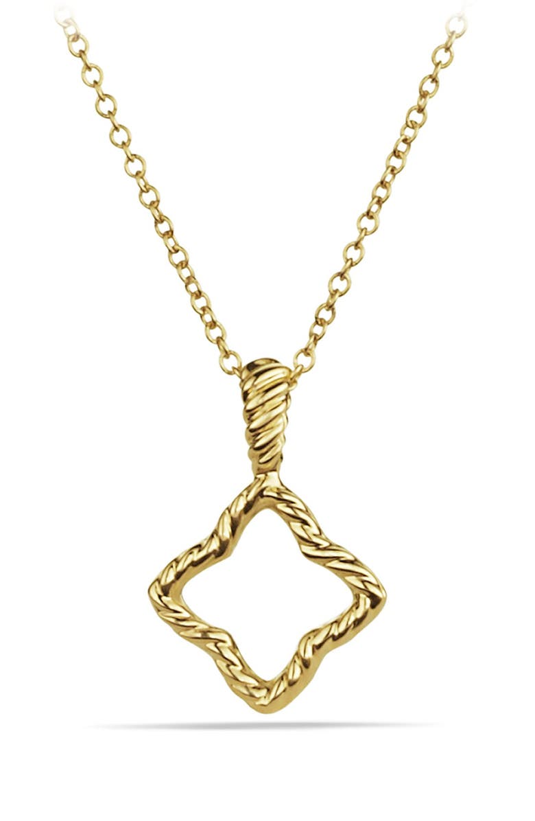 David Yurman Cable Collectibles Quatrefoil Pendant with Diamonds in Gold on Chain, Alternate, color, Diamond