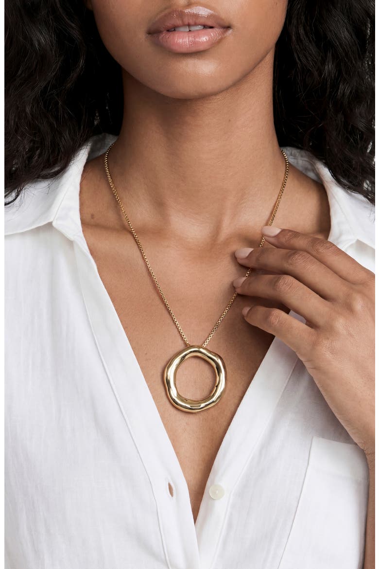 Open Circle Pendant Necklace, Alternate, color, GOLD