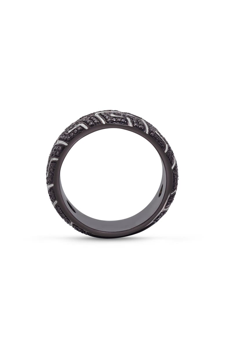 LuvMyJewelry Pro Rider Tire Tread Sterling Silver & Black Diamond Ring, Alternate, color, 