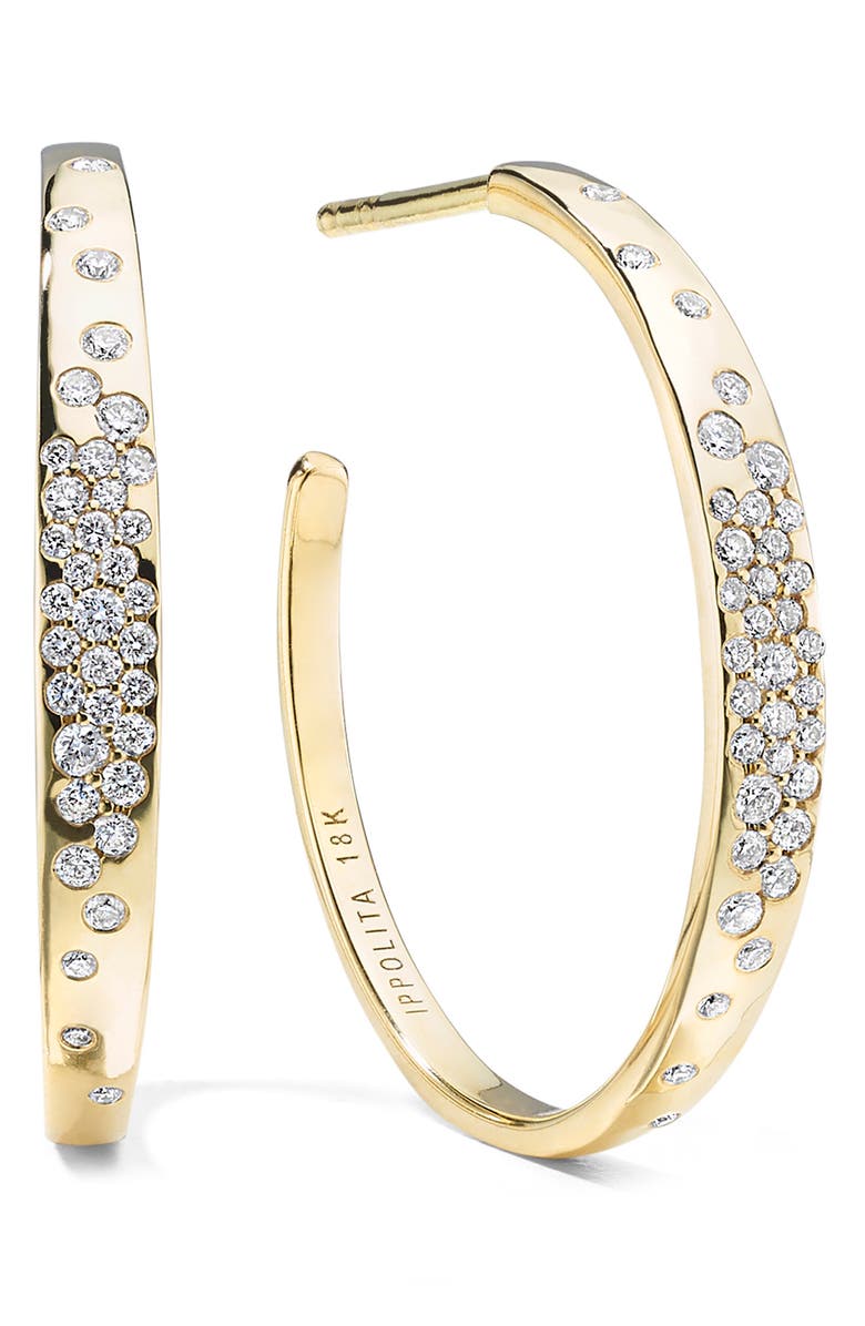 Ippolita Stardust Crinkle Diamond Hoop Earrings, Main, color,