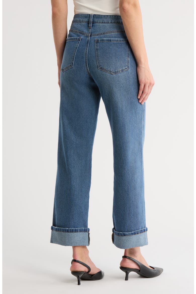 Cuffed Straight Leg Jeans, Alternate, color, SKY ICE BLUE