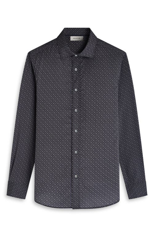 Bugatchi Axel Shaped Fit Geo Print Lyocell Button-up Shirt In Gray