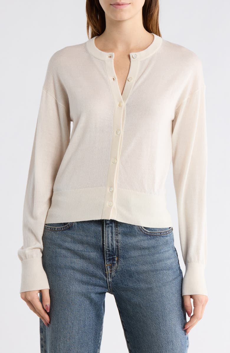 BUCK MASON Featherweight Merino Wool, Silk & Cashmere Cardigan, Main, color, 