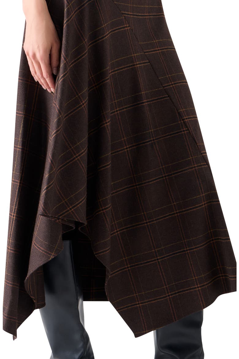 Blanket Check Handkerchief Skirt, Alternate, color, ESPRESSO-CARAMEL
