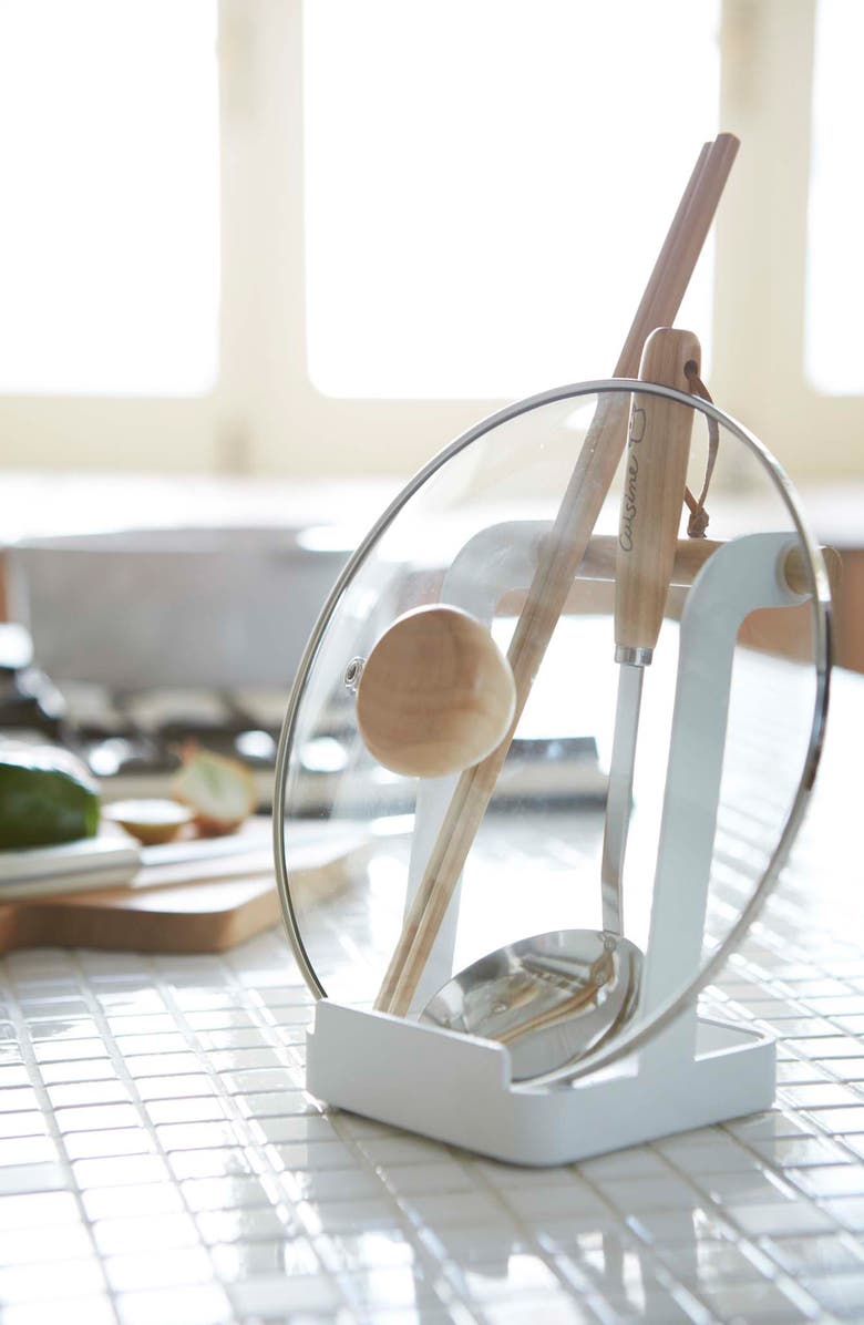 Yamazaki Lid/Ladle Storage Stand, Alternate, color, White