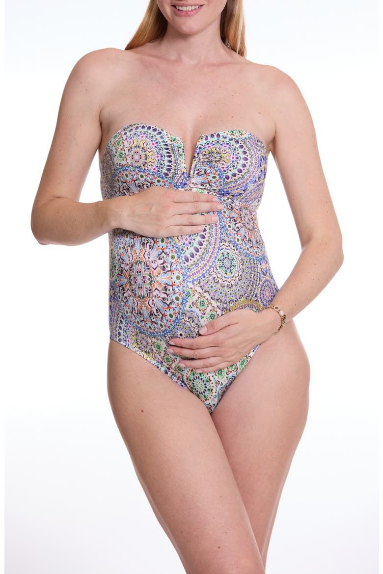 Mandala Maternity Swimsuit, Alternate, color, PURPLE MULTICOLOR