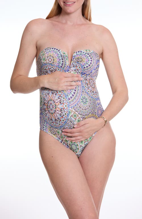 Cache Coeur Mandala Cutout One-piece Maternity Swimsuit In Purple Multicolor