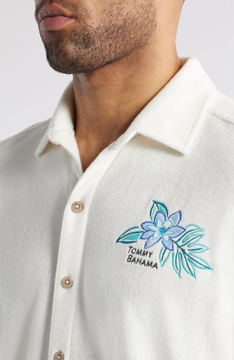 Tommy Bahama Poolside Toucan Terry Cloth Camp Shirt, Alternate, color, Continental