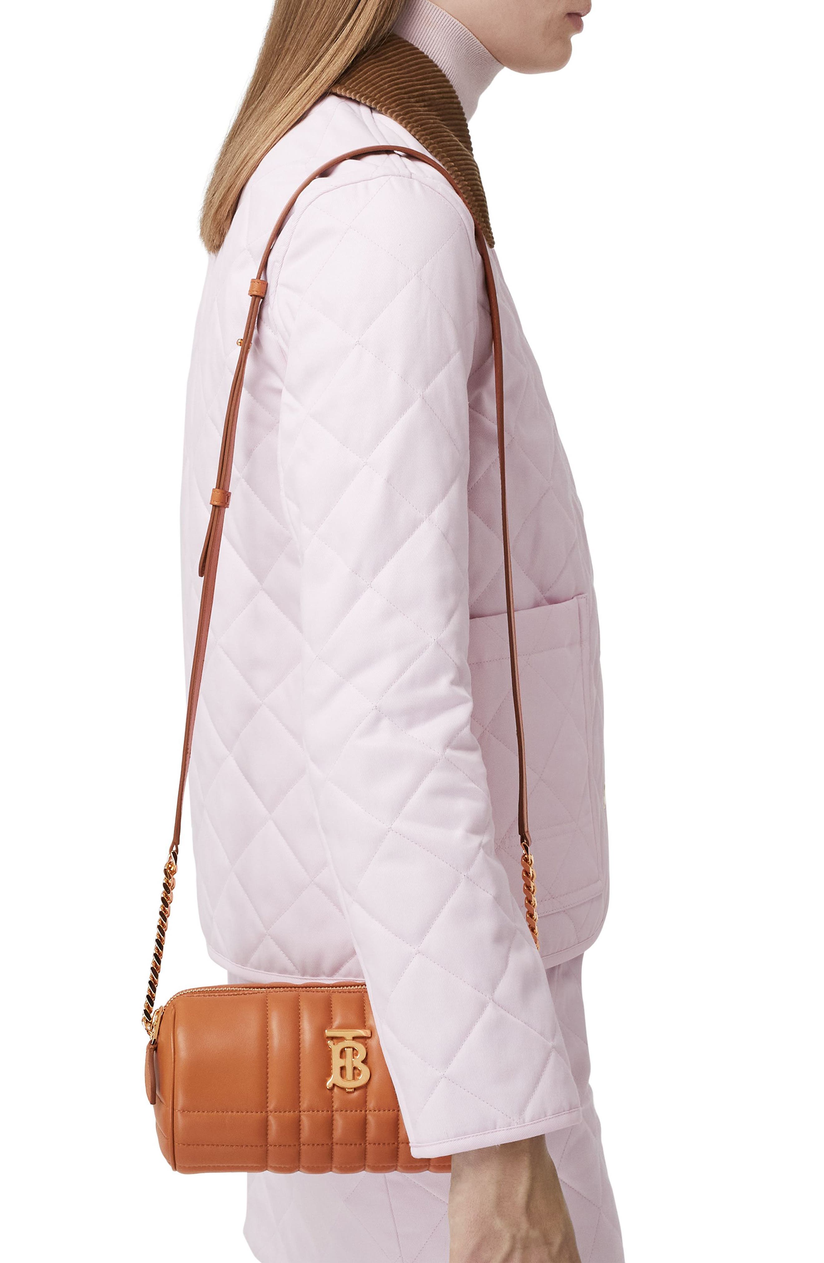 Burberry Lola Check Quilted Leather Barrel Crossbody Bag, Alternate, color, 