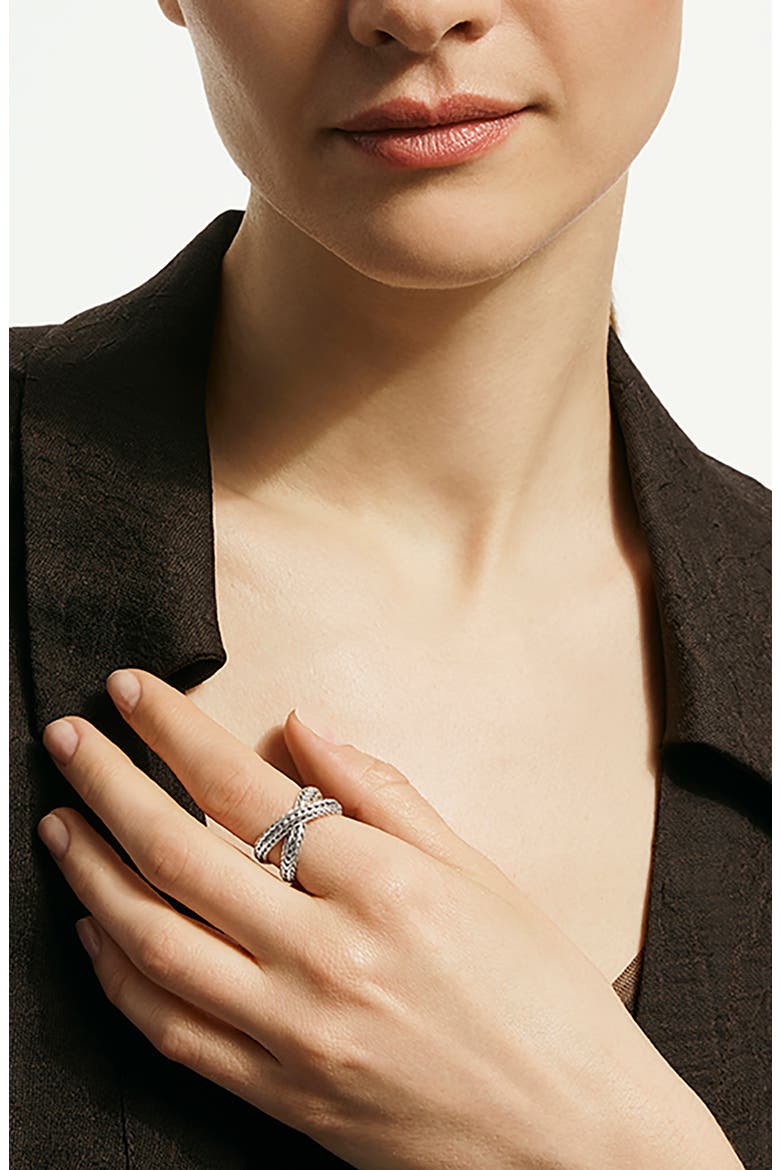 Icon Chevron Crossover Ring, 4.5mm, Alternate, color, SILVER