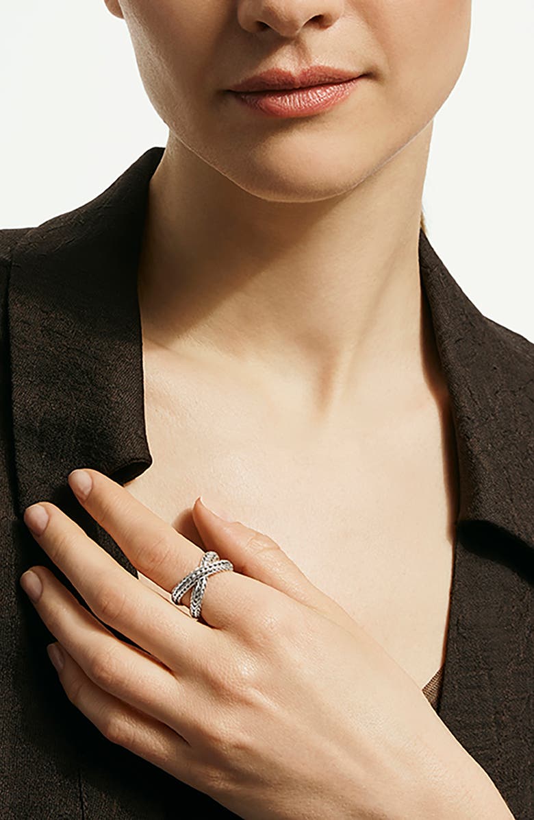 John Hardy Kami Chain Crossover Ring, Gold, 4.5mm, Alternate, color, Silver