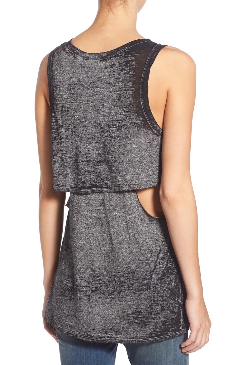 Treasure&Bond Cutout Detail Burnout Tank, Alternate, color, GREY CHARCOAL