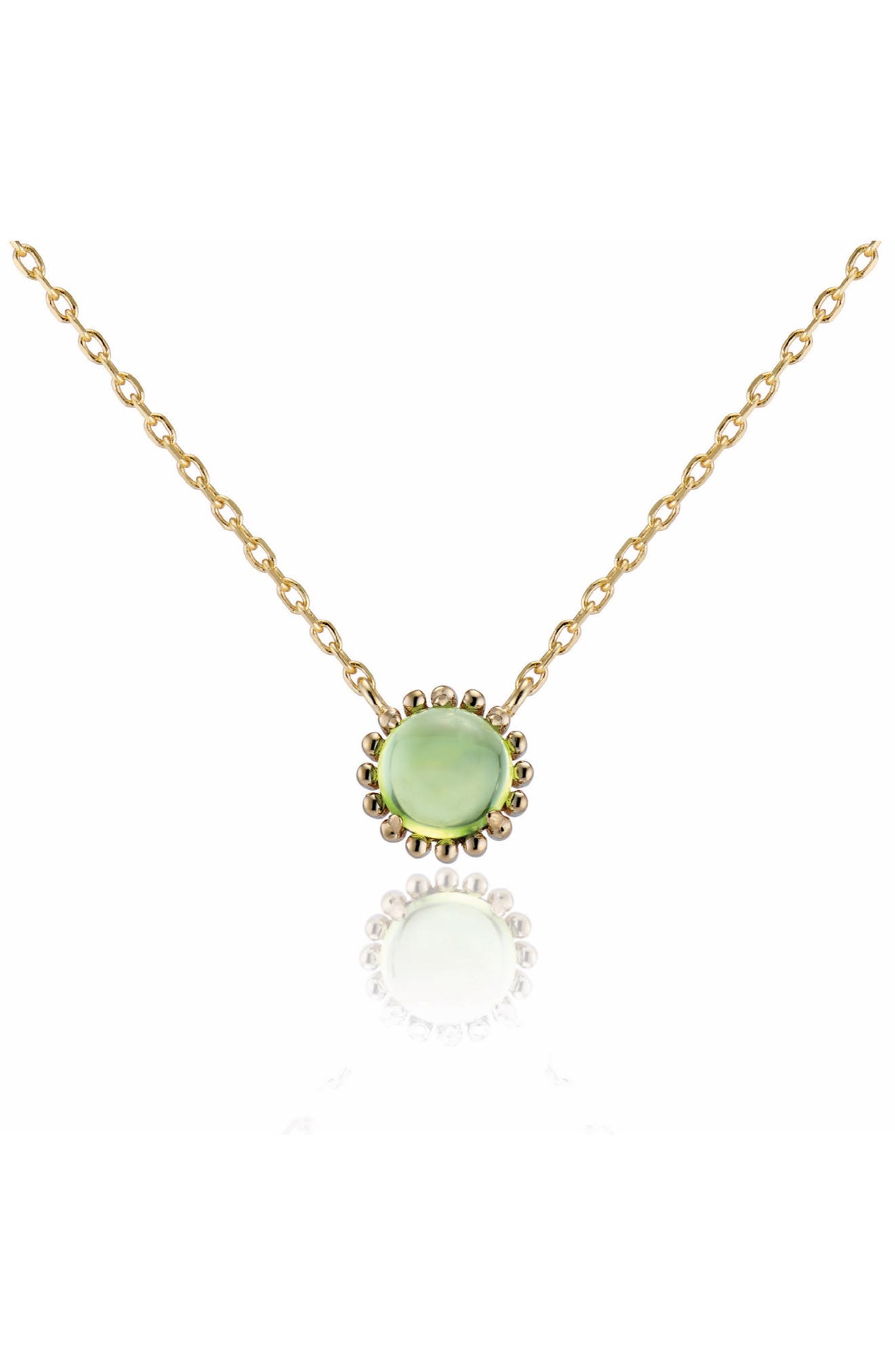 House of Frosted 14K Yellow Gold Peridot Cabochon Pendant Necklace