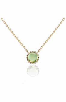 House of Frosted 14K Yellow Gold Peridot Cabochon Pendant Necklace