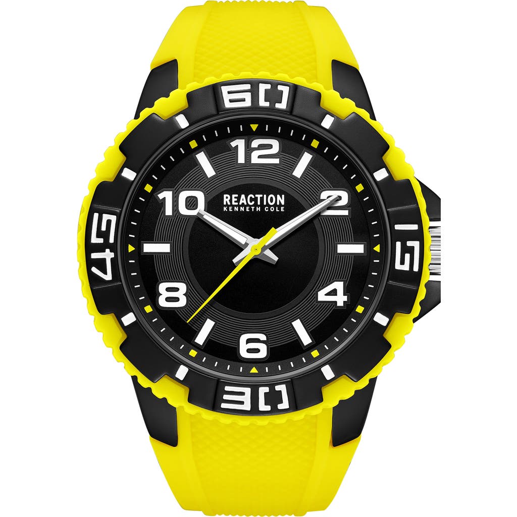 Kenneth Cole Reaction Three Hand Quartz Silicone Strap, 49mm