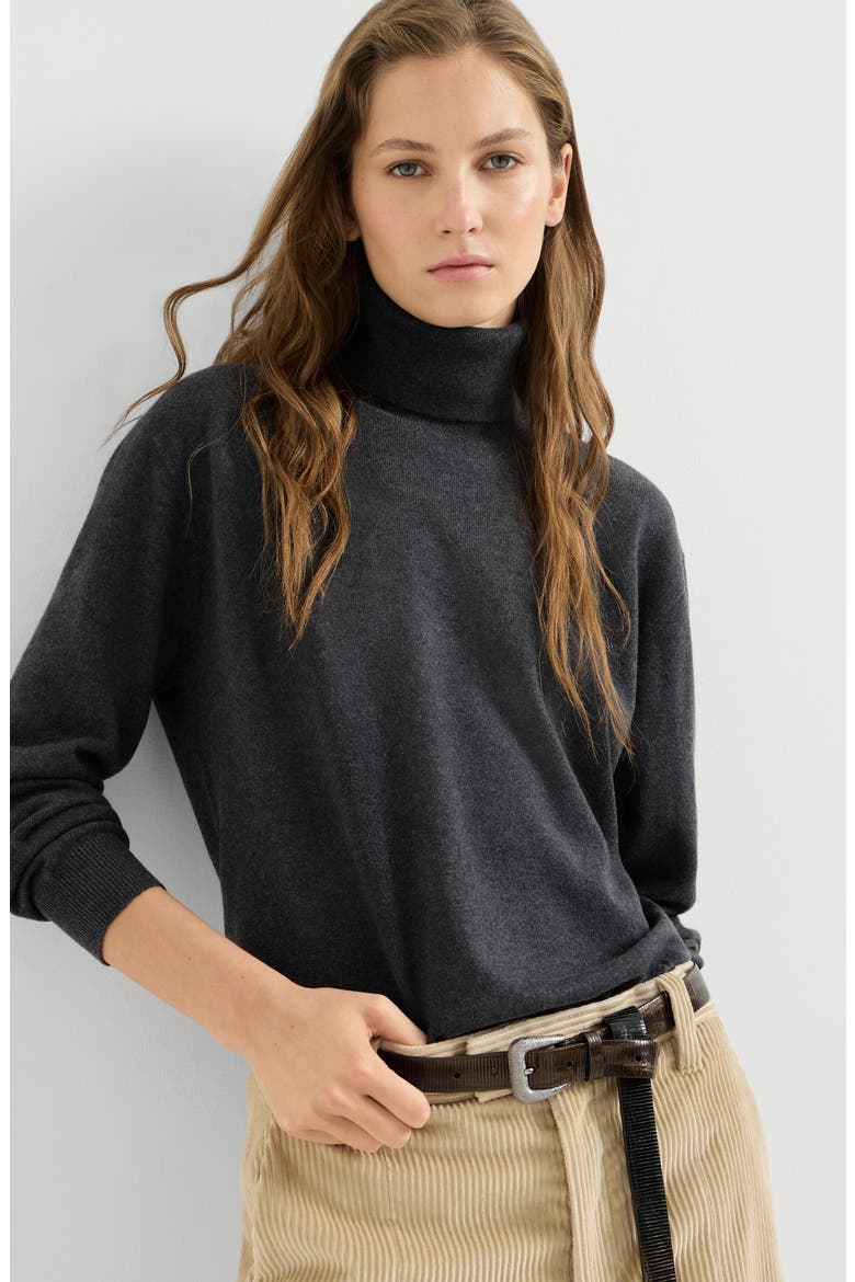 Cashmere turtleneck sweater with monili, Alternate, color, Dark Grey