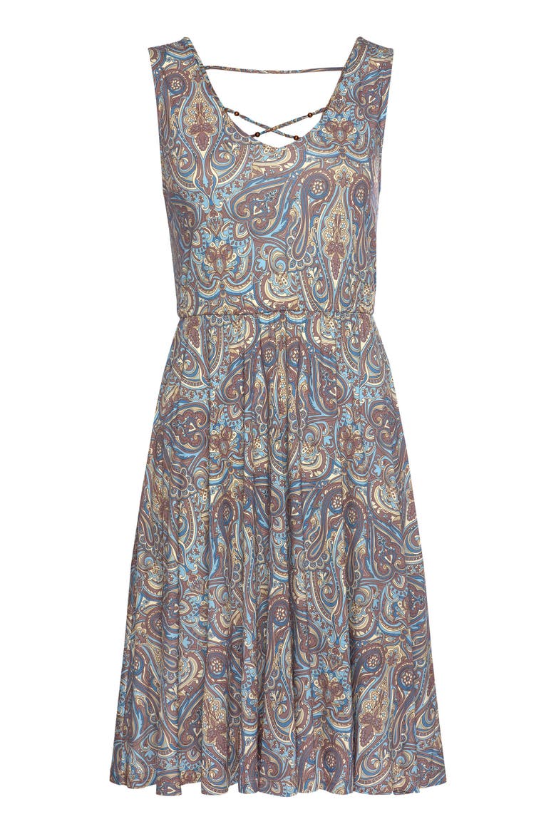 Sleeveless Paisley Dress, Alternate, color, Navy Printed