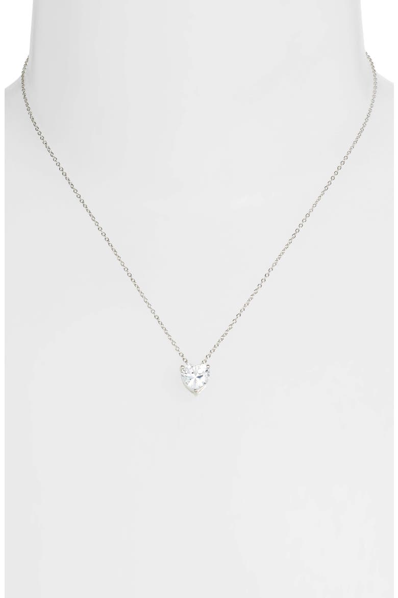 2ct tw Sterling Silver Cubic Zirconia Heart Pendant Necklace, Alternate, color, CLEAR- SILVER