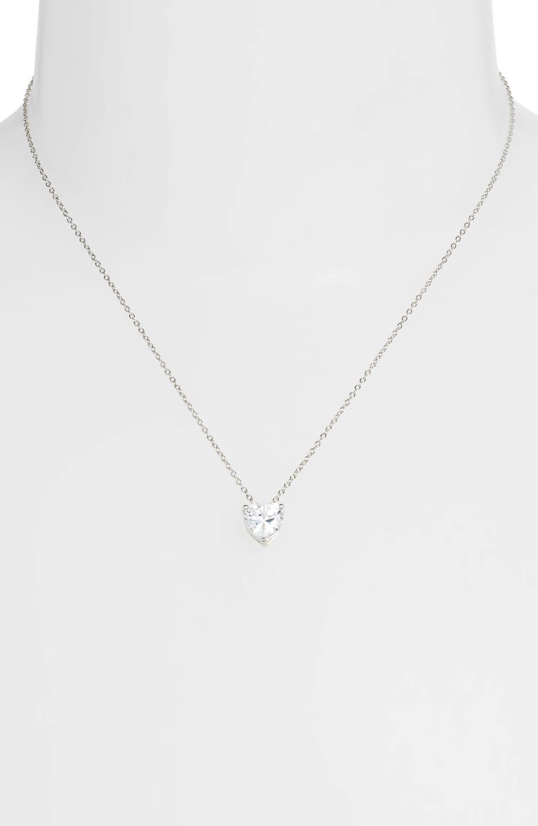Nordstrom 2ct tw Sterling Silver Cubic Zirconia Heart Pendant Necklace, Alternate, color,