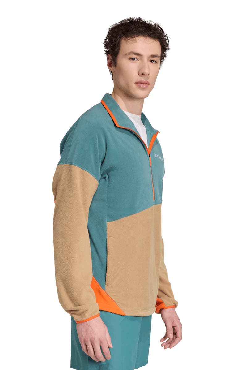 adidas Climawarm Half Zip Fleece Anorak Jacket, Alternate, color, Teal/ Cardboard/ Orange