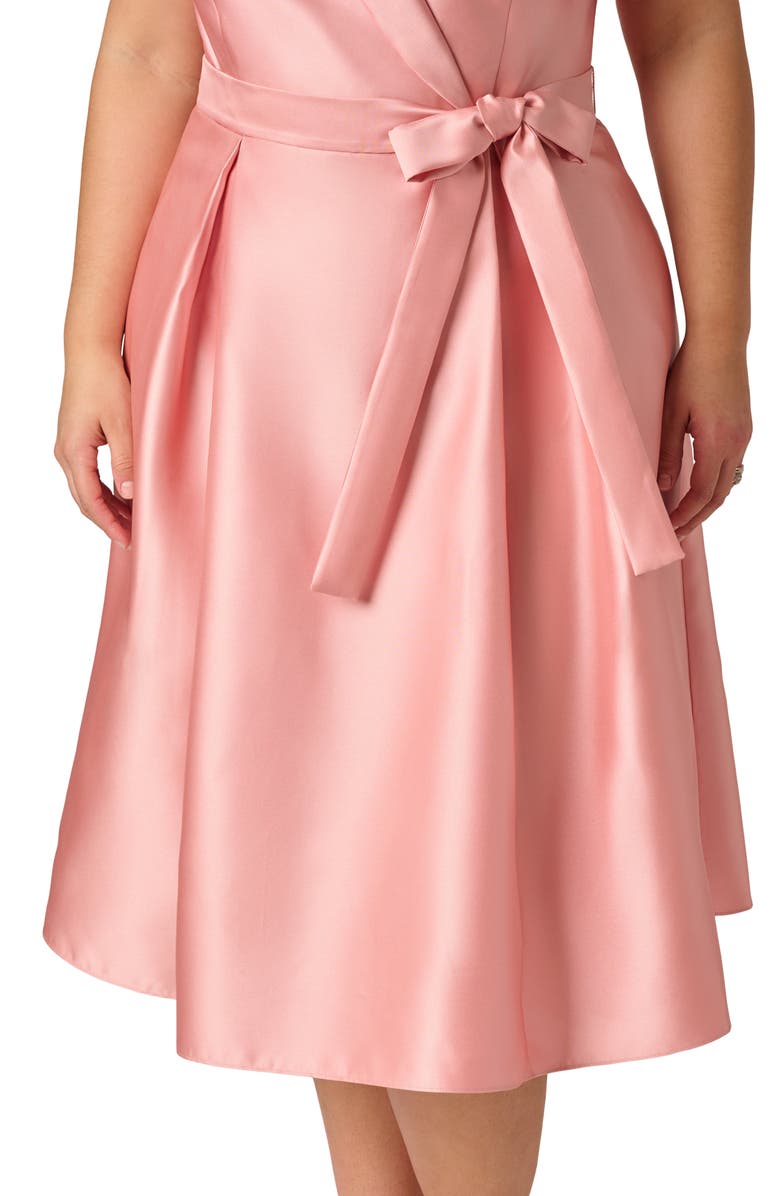 Adrianna Papell Lapel Mikado Midi Dress, Alternate, color, Apricot Ice