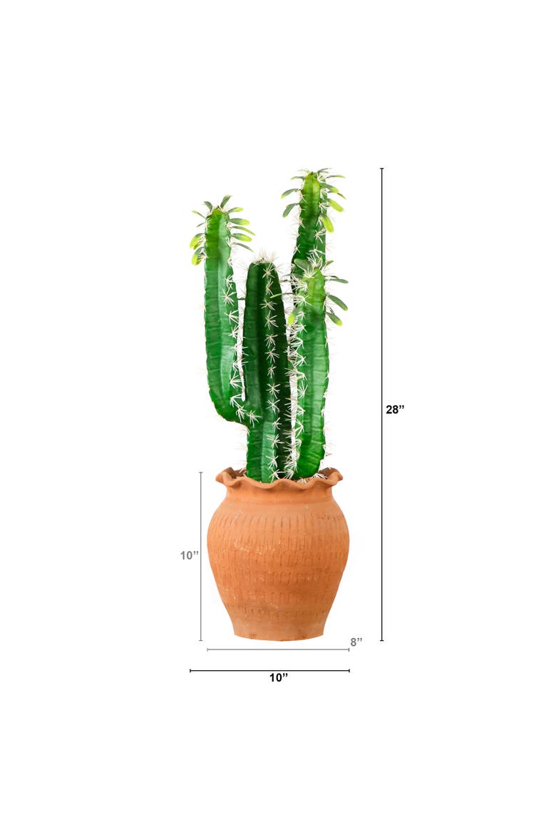 28-in Artificial Cactus in Terracotta Planter, Alternate, color, Green