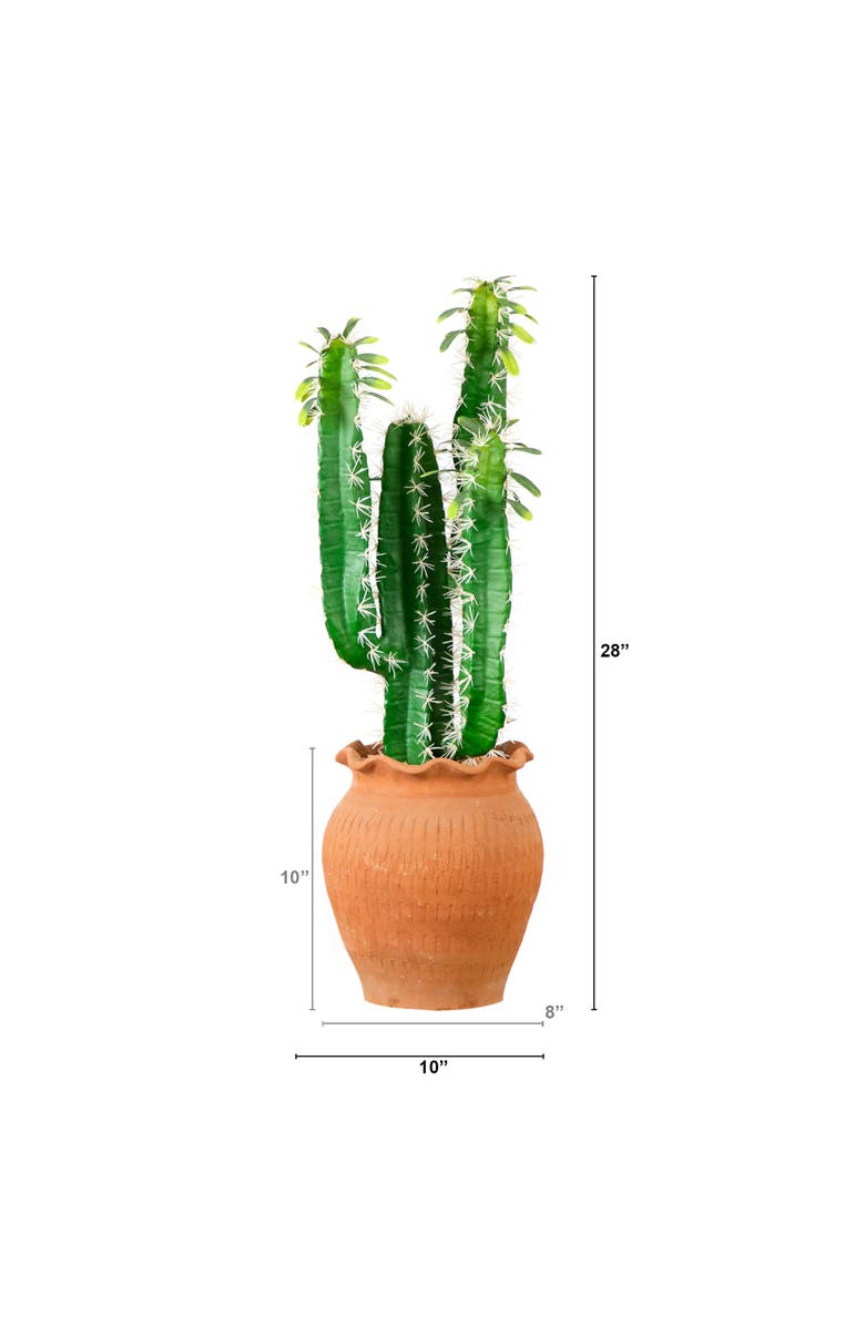 NEARLY NATURAL 28-in Artificial Cactus in Terracotta Planter, Alternate, color, Green