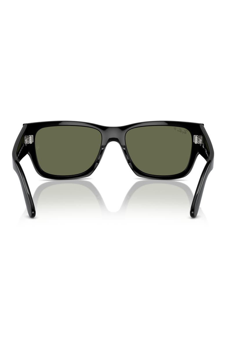Carlos 56mm Polarized Rectangle Sunglasses, Alternate, color, BLACK