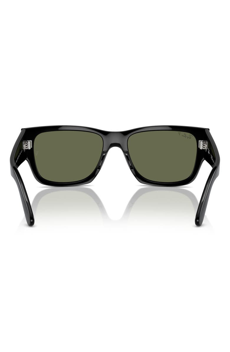 Ray-Ban Carlos 56mm Polarized Rectangle Sunglasses, Alternate, color, Black