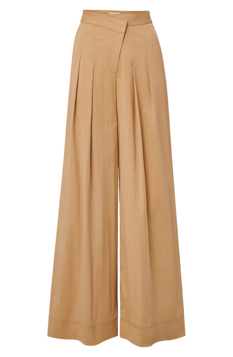 Veronica Beard Heron Pleated Wide Leg Pants, Alternate, color, Khaki