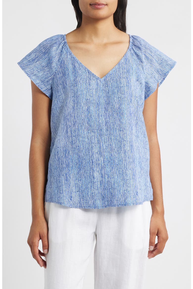 Shimmering Bay Linen Top, Main, color, SPECTRUM BLUE