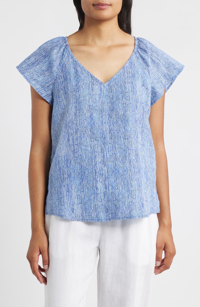 Tommy Bahama Shimmering Bay Linen Top, Main, color, Spectrum Blue