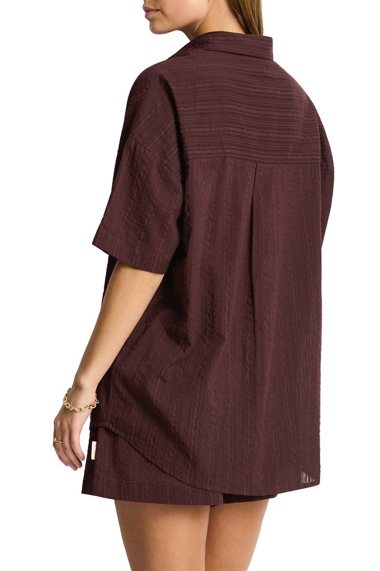 Cotton Cover-Up Shirt, Alternate, color, CHOCOLATE
