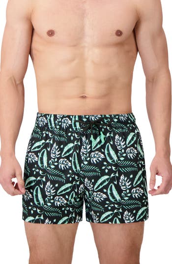 Sunset X Vine Leaf Print Swim Trunks