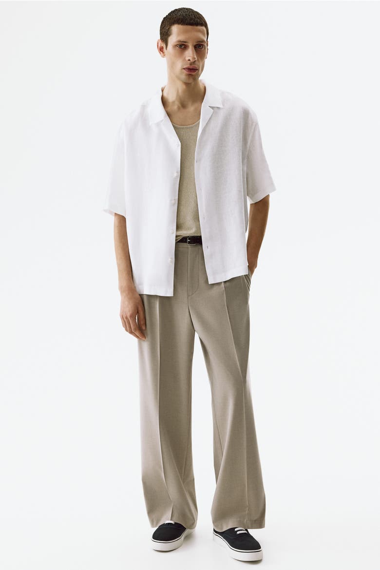 Relaxed Fit Linen Resort Shirt, Alternate, color, White
