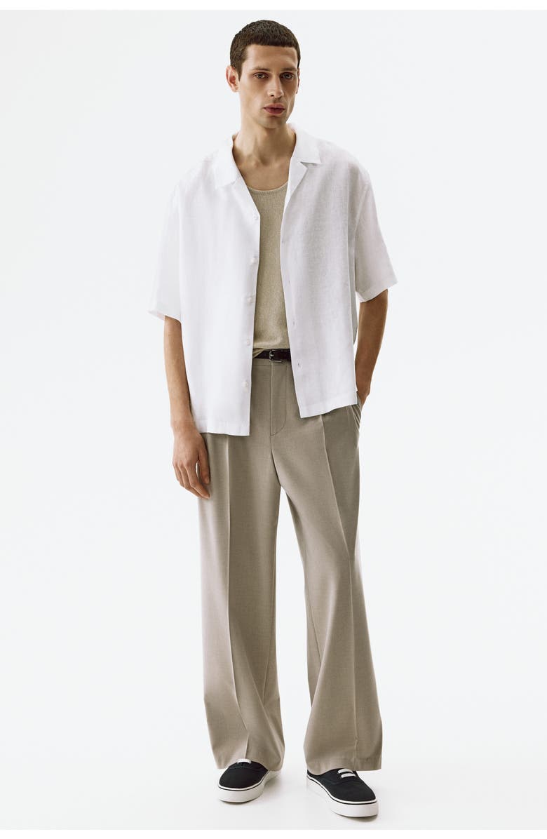 H&M Relaxed Fit Linen Resort Shirt, Alternate, color, White
