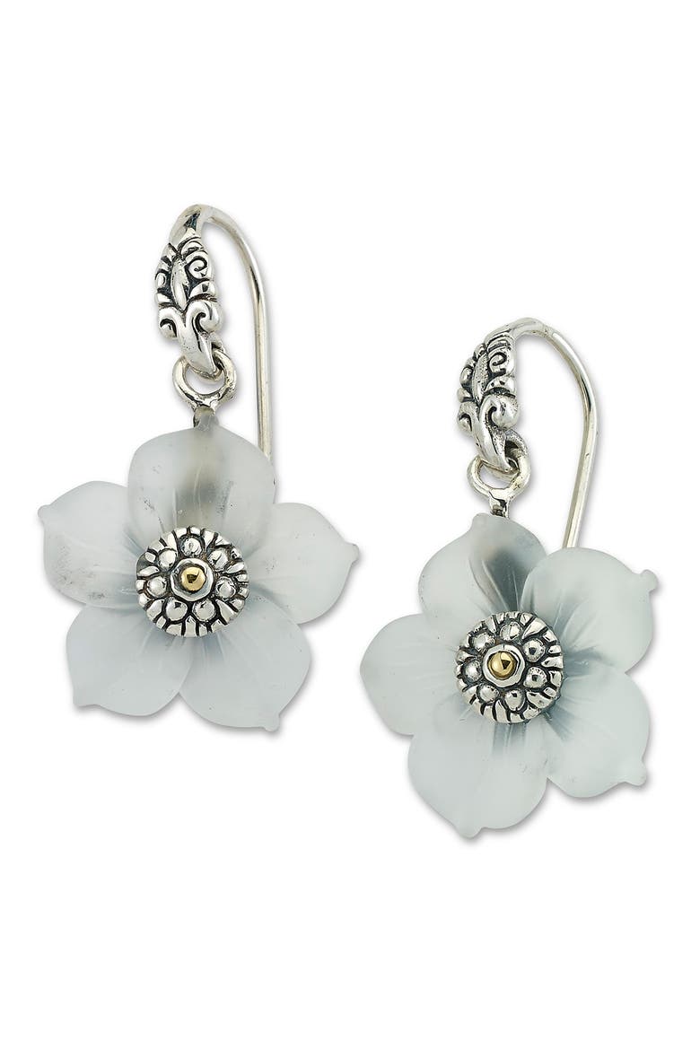 Crystal Flower Two-Tone Drop Earrings, Main, color, SILVER AND GOLD