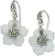 SAMUEL B. Crystal Flower Two-Tone Drop Earrings